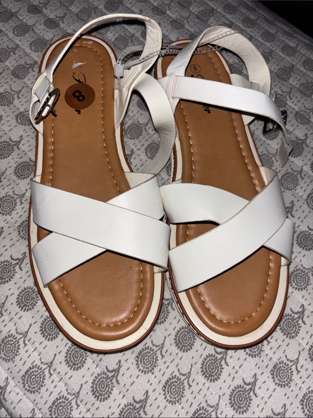 Forever Link White Crisscross Ankle Strap Sandals